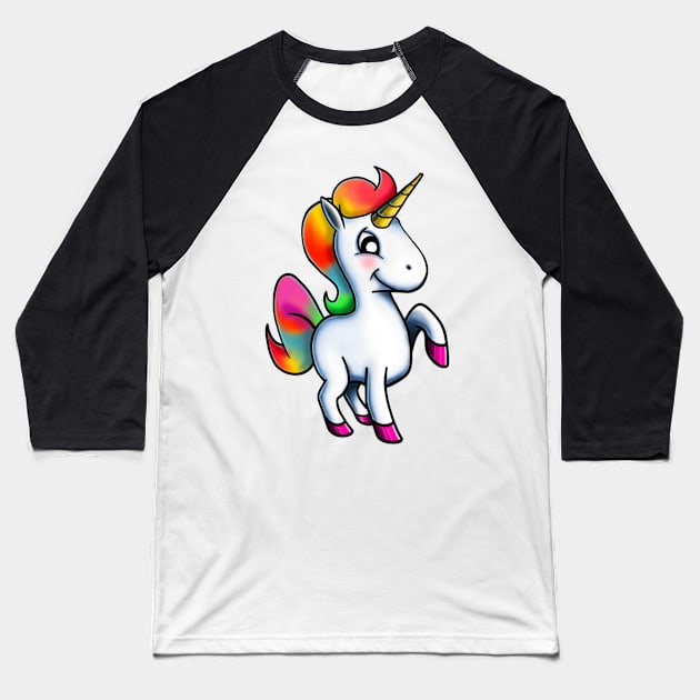 Cute Unicorn Baseball T-Shirt by tabslabred